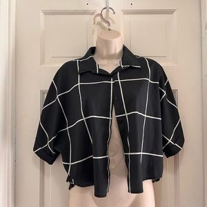 Black button up crop top